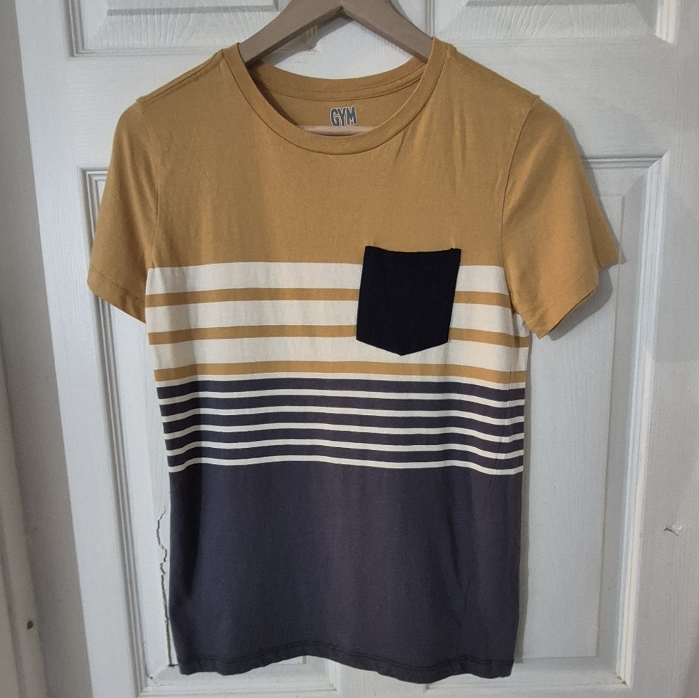 Boys Gymboree Striped Yellow and Gray T-Shirt Sz XL (14)
